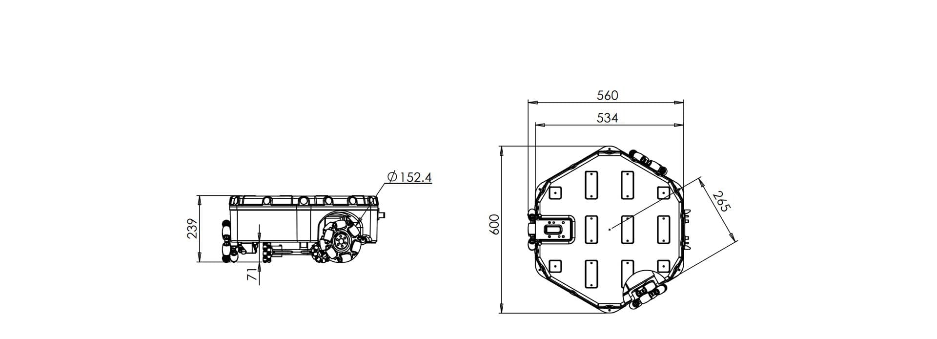Navigator Q1 Three-wheeled omnidirectional platformExterior Dimension